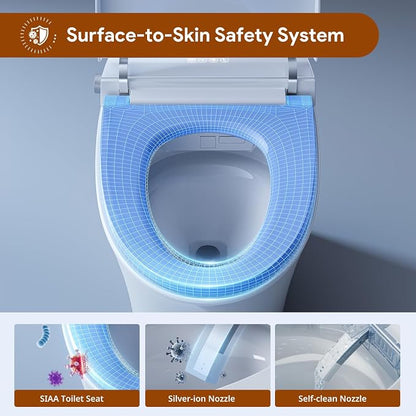 Uncle Brown Smart Toilet UBST12P, Advanced Bidet toilet with Powerful 1000g MaP Flush Score, ADA Height, Foam Shield, PlasmaClean Technology, Heated Seat, Auto-deodorization, Dryer
