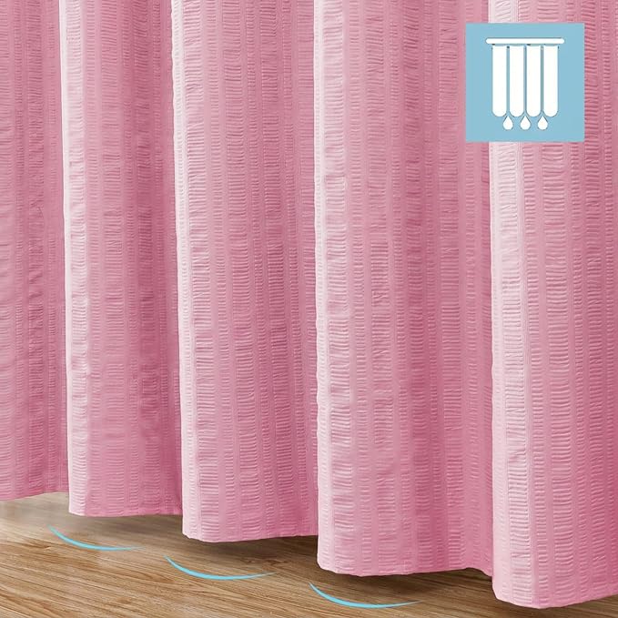 Aiyufeng Moga Bright Pink Fabric Shower Curtains for Bathroom - Hotel Spa Polyester Cloth Bath Curtain with 12 Holes, 72x72, Machine Washable, Bright Pink