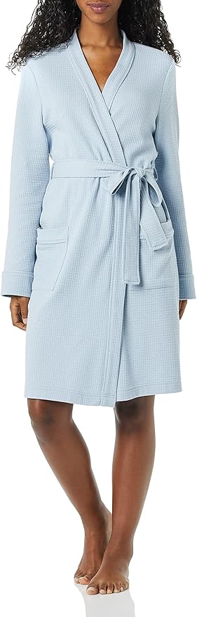 Amazon Essentials Women's Lightweight Cotton Waffle Mid-Length Bathrobe (Available in Plus Size)