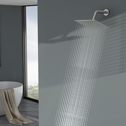 Lordear Rain Shower Heads High Pressure, Rainfall Showerhead for Bathroom Fixed Mount, 8 Inch Large Square High Flow Shower Head (Brushed Nickel)