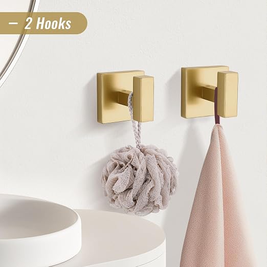 YACVCL Towel Bar Set, 5-Piece Brushed Gold Bathroom Hardware Set, Gold Bathroom Accessories Set, SUS304 Stainless Steel 23.6 Inch Towel Holder Towel Racks Set Wall Mounted