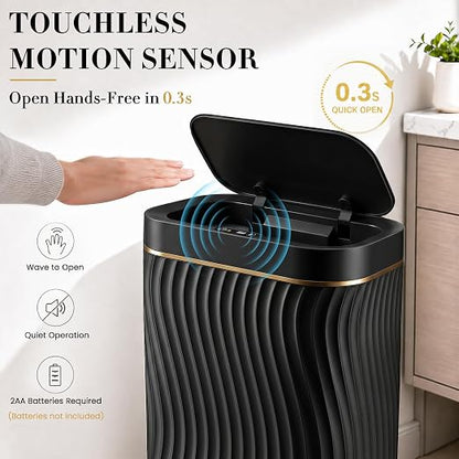 Ogikey Bathroom Small Trash Can with Automatic Touchless Lid, 2.6 Gallon Smart Garbage Can Narrow Waterproof Trash Bin for Bedroom, Office, Living Room