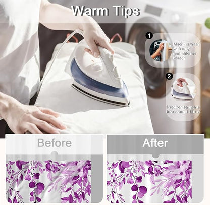 No Hook Shower Curtain and Liner Set, Purple Eucalyptus 71x77 | Floral Design, with Snap in Liner, See-Through Top Window, Waterproof, Machine Washable, Quick-Drying, for Hotel Bathroom