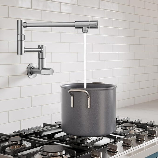KRAUS Oletto Pot Filler Faucet with Retractable Arm, Wall Mount Kitchen Faucet, Pot Filler for Stove in Spot-Free Brushed Brass, KPF-5001SFS