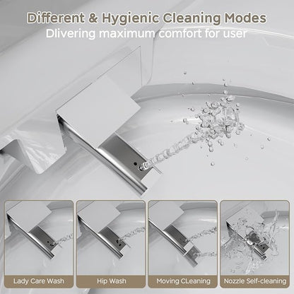 Smart Toilet with Bidet Built In ADA Height 17.7", 1.28GPF Power Flush, One Piece Bidet Toilet Design with Heated Seat, Voice Control, Remote Control, Foam Shield, Tankless Modern Toilet BSJ