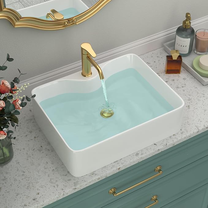 Bathroom Vessel Sink | Beslend 19"x15" Regular White Modern Ceramic Porcelain Above Counter Bathroom Sink Art Basin With Single Hole