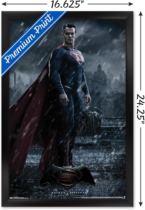 Trends International DC Comics Movie - Batman v Superman - Superman Wall Poster, 14.725" x 22.375", Black Framed Version