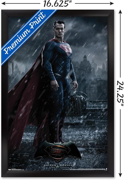 Trends International DC Comics Movie - Batman v Superman - Superman Wall Poster, 14.725" x 22.375", Black Framed Version