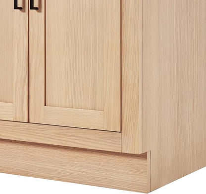 DKB Isabella 72" Oak Double Bathroom Vanity with Sink, 1.5" Carrara White Marble Countertop, Rectangle Undermount Sinks, 4 Soft Closing Doors, 6 Dovetail Drawers