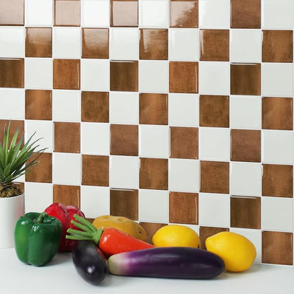 STICKGOO 10 Sheets Peel and Stick Backsplash - 9" x 9" 4D Adhesive Peel and Stick Tile Backsplash for Kitchen&Bathroom