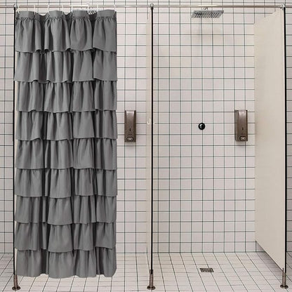 Gray Ruffle Shower Curtains For Bathroom, 36x72 Inch, Farmhouse Chic Look | Handcrafted Ruched Ruffles, 36 x 72 inch, Soft Brushed Microfiber, 12 Hooks Inclouded, Machine Washable, Boho Home Decorator
