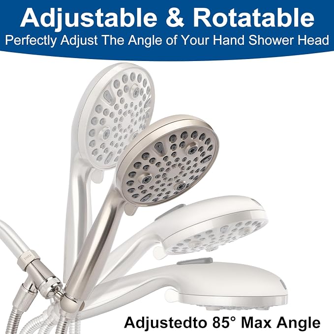 Shower Head with Handheld - Extra Long Hose and All Metal Holder, Low Flow | All Metal Holder and Long Hose, Multi Mode Adjustment High Pressure Showerhead Sprayer