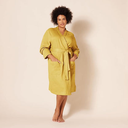 Amazon Essentials Women's Lightweight Cotton Waffle Mid-Length Bathrobe (Available in Plus Size)