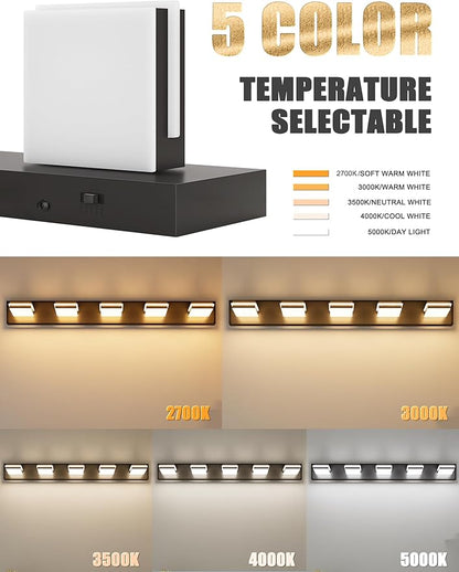 VOLISUN Modern 5-Light, 40-Inch Black Bathroom Vanity Light Fixtures Over Mirror, 5CCT Dimmable, Energy Efficient, ETL Certificated
