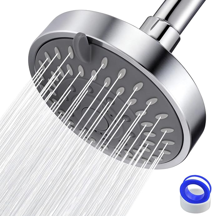 High Pressure Shower Head - 5 Spray Modes Powerful Pressure Boosting Showerhead For Bathroom - High Flow Fixed Showerheads (Chrome)