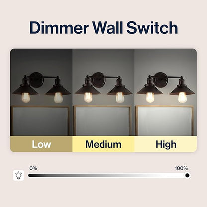 JONATHAN Y 17.5" Oil Rubbed Bronze 2-Light Industrial Farmhouse Metal Vanity Light Wall Sconce, Metal Shade for Bathroom Mirror, Kitchen, Entryway, LED Bulb Included (JYL7427A)