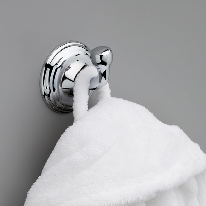 Delta Windemere (1-Pack) Towel Hooks Polished Chrome Single Bathroom Hooks Wall Mounted for Robes & Towels Hand Towel Hook Holder Kitchen, Bathroom Accessories 70035