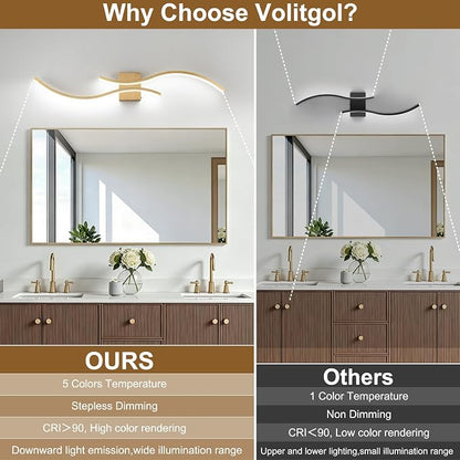 Gold Bathroom Vanity Light Fixture, 39in 5CCT Dimmable Modern Led Bathroom Light Fixtures Over Mirror, LED Vanity Lighting Bar for Bathrooms (Gold, 39inch)