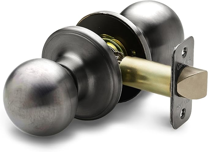 Copper Creek Passage Interior Door Knob – ANSI Grade-3 Certified, Modern Heavy Duty Handle, Easy Install and Reversible for Bedroom, Bathroom & Closets – Antique Nickel (1 Pack)