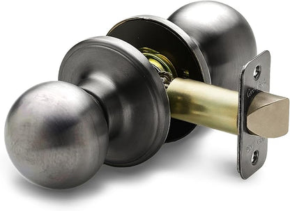 Copper Creek Passage Interior Door Knob – ANSI Grade-3 Certified, Modern Heavy Duty Handle, Easy Install and Reversible for Bedroom, Bathroom & Closets – Antique Nickel (1 Pack)
