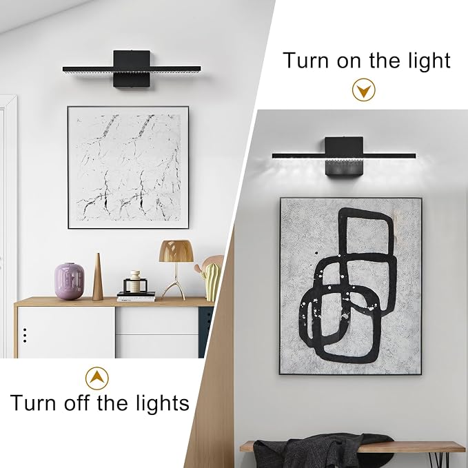 Modern LED Bathroom Vanity Lighting Fixtures Over Mirror 16inch 8W Modern Bath Light Matte Black Wall Lighting Fixture for Bathroom Cool White 6000K