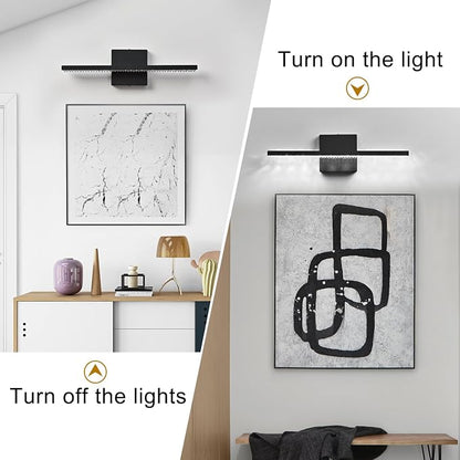 Modern LED Bathroom Vanity Lighting Fixtures Over Mirror 16inch 8W Modern Bath Light Matte Black Wall Lighting Fixture for Bathroom Cool White 6000K