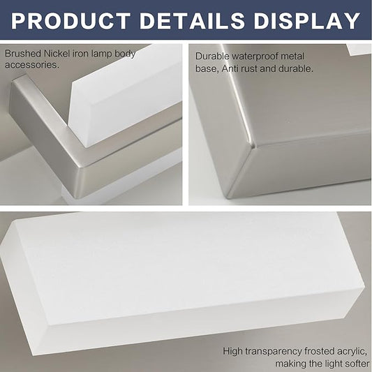 SOLFART 5-Light Bathroom Vanity Lights Over Mirror,Brushed-Nickel LED Modern Vanity Lights for Bathroom, Dimmable