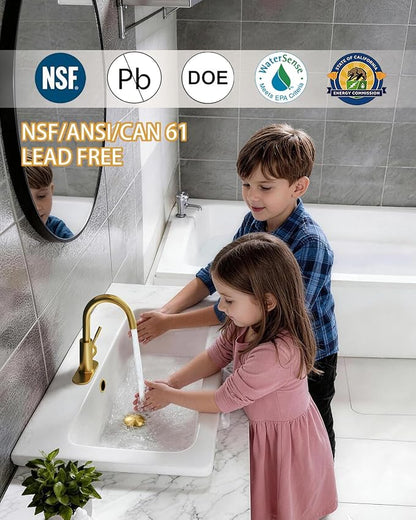 Bathroom Faucets, Bar Sink Faucet Single Hole for Bathroom Kitchen Campers with Pop-Up Drain Hose, Suitable for Farmhouse Vanity Lavatory