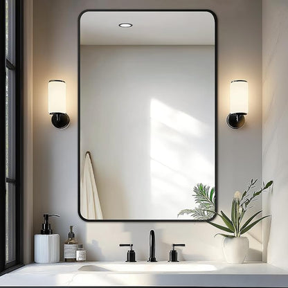 Bathroom Vanity Mirror, Black Framed Mirror for Over Sink, 36x24 | HD glass, distortion-free for makeup and grooming, Sturdy frame, all mounting hardware, hangs horizontal or vertical