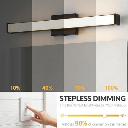 URSOLA 24" Modern LED Bathroom Light Fixtures, Matte Black 3CCT Dimmable Bathroom Vanity Light Over Mirror, Bathroom Vanity Bath Bar Lights with Double Layer Acrylic Shade