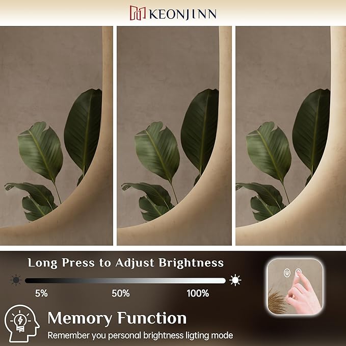 Keonjinn 24 x 40 Inch Oval LED Mirror for Bathroom, Pill-Shaped Backlit Mirror Bathroom for Wall, HD Tempered Glass, Safe Defogging, UL-Listed, 3000K/4500K/6500K, (Horizontal/Vertical)
