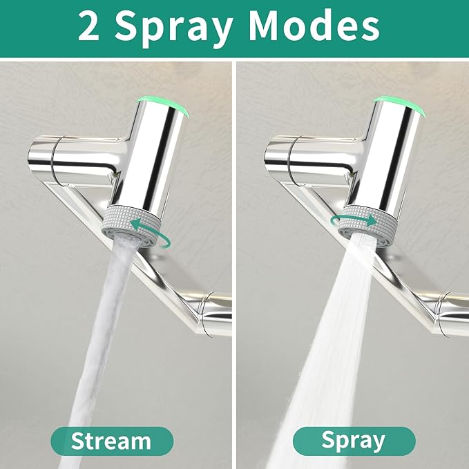 Modern Bathroom Faucet 1 Hole with Temperature Display(Batteries-Free), 1080° Rotatable Single Hole Bathroom Faucet, Single Handle Bathroom Vanity Faucets, 2 Spray Modes (Chrome)