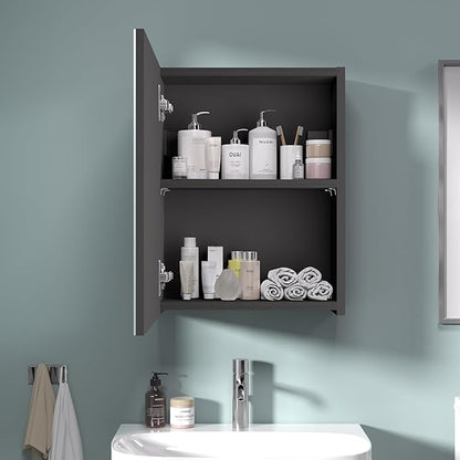 18x14 inch Bathroom Wall Cabinet, Saver Storage Cabinet, Medicine Cabinet with 1 Door and Adjustable Shelves, Black（Assembly Required）