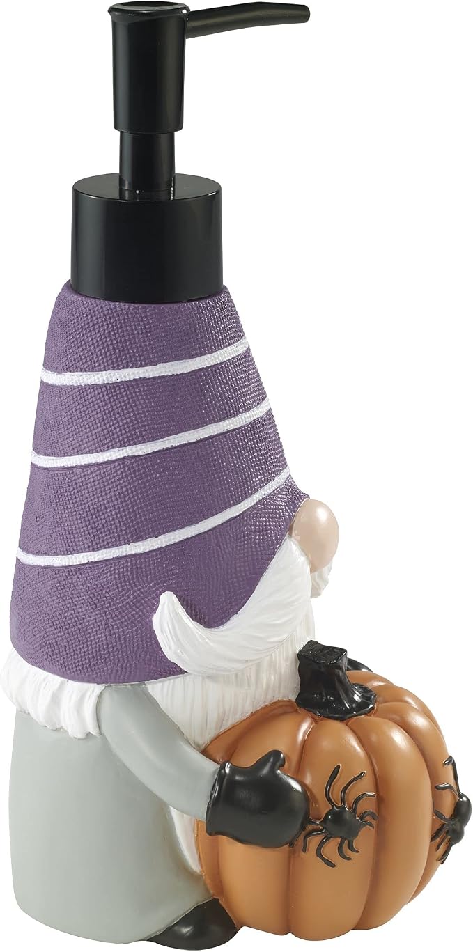 Avanti Linens - Soap Dispenser/Lotion Pump, Guest Bathroom Essentials, Gnome with Purple Hat Home Decor (Halloween Collection)