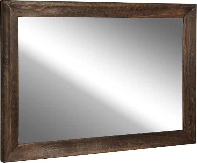 Rustic Wood Wall Mirror for Bathroom,Rectangle 24 x 36 inch Mirrors, Brown | Vanity Hanging Mirror with Wooden Frame for Living Room,Bedroom,Entryway (24x36 inch, Vintage Light Brown)