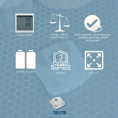 Tanita BF-679W Multi-Frequency Digital Body Fat and Body Water Scale - Smart Bathroom Weight Scale - Body Composition Monitor with Japan Technology - 300 lb Capacity - 2-User Memory