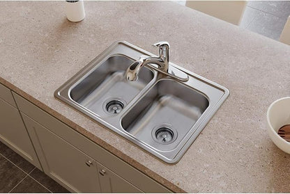 Elkay Dayton Stainless Steel 25" x 19" x 6-5/16", 2-Hole Equal Double Bowl Drop-in Sink