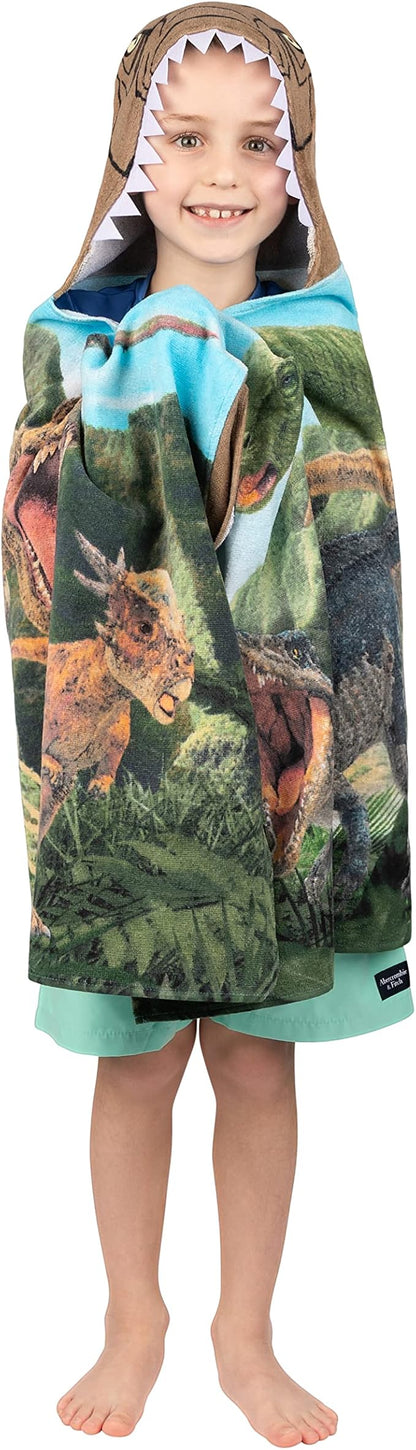 Jurassic World Dominion Soft Bath/Pool/Beach Cotton Terry Hooded Towel Wrap, 24 Inches x 50 Inches, By Franco Kids