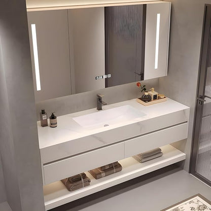 36" Bathroom Vanity with Sink, Single Sink Bathroom Vanity with Smart LED Defog Mirror, Display Time, Ceramic Sink, Soft Closing, Fully Pre-Assembled, Ample Storage, Medicine Cabinet Set