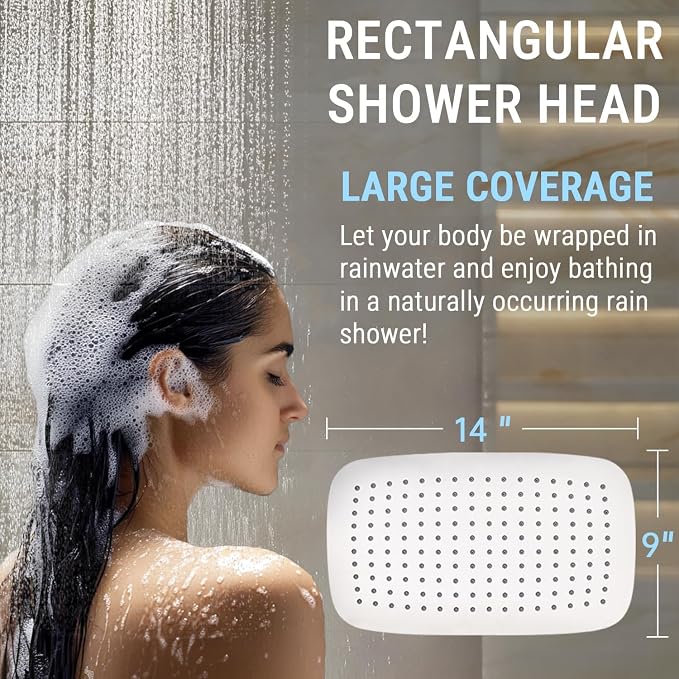 G-Promise All Metal 14" Rain Shower Head with Handheld for Bathroom Upgrade | All Metal, Built to Last, Easy Install, Adjustable Height & Angle for All Heights, Extra Long Hose, Modern Upgrade