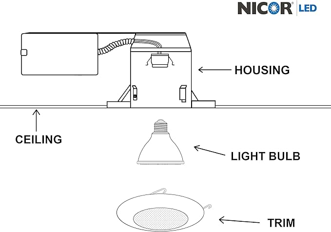 NICOR Lighting 6 inch White Recessed Shower Trim with Albalite Lens (17505)