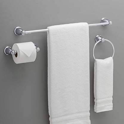 Franklin Brass Kinla 3-Piece Bathroom Set Polished Chrome 24" Towel Bar Racks, Toilet Paper Holder, Ring Hardware KIN3PC-PC