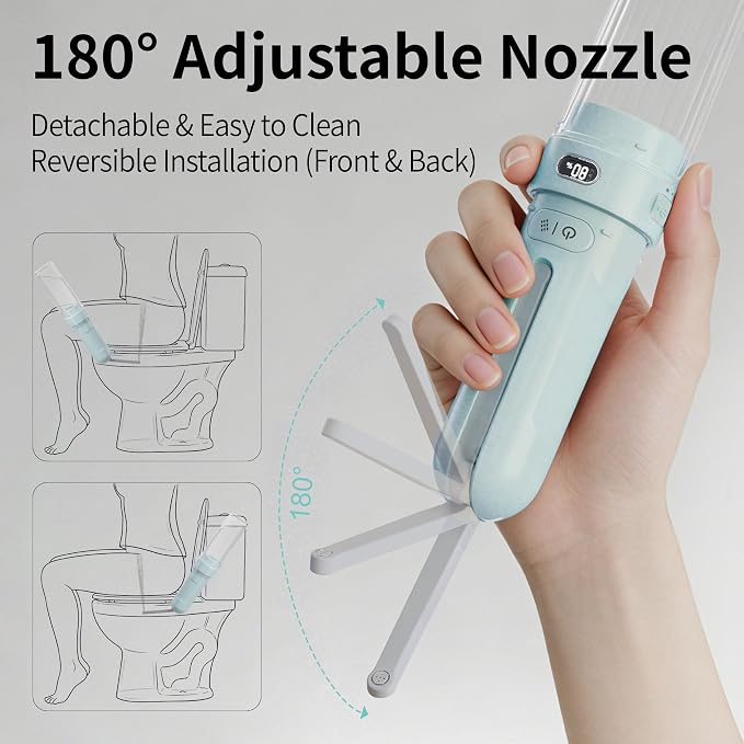 Portable Bidet for Travel,Personal Hygiene Sprayer Bottle for Women Men | Mobile Bidet Portable for Toilet,Electric Handheld High-Pressure Foldable USB-C Battery-Powered