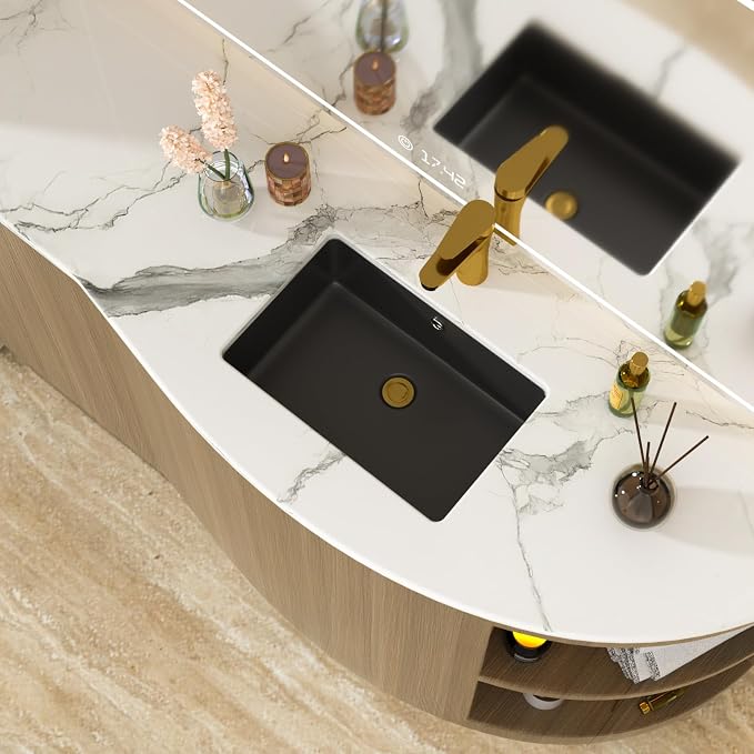 White Undermount Bathroom Sink 18.1"x12.4"Ceramic Basin | Modern Porcelain Under Counter Bathroom Vanity Sink, Interior Bowl 16.3"x 10.6", Rectangular Undermount Basin with Overflow