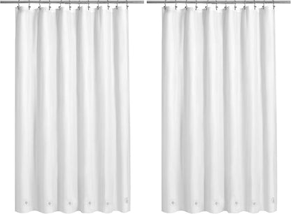 Barossa Design White Shower Curtain Liner with 6 Magnets - Waterproof PEVA Shower Liner for Bath Tub, 72" x 72" Standard Size, PVC Free & Metal Grommets - White, 72x72 (Pack of 2)