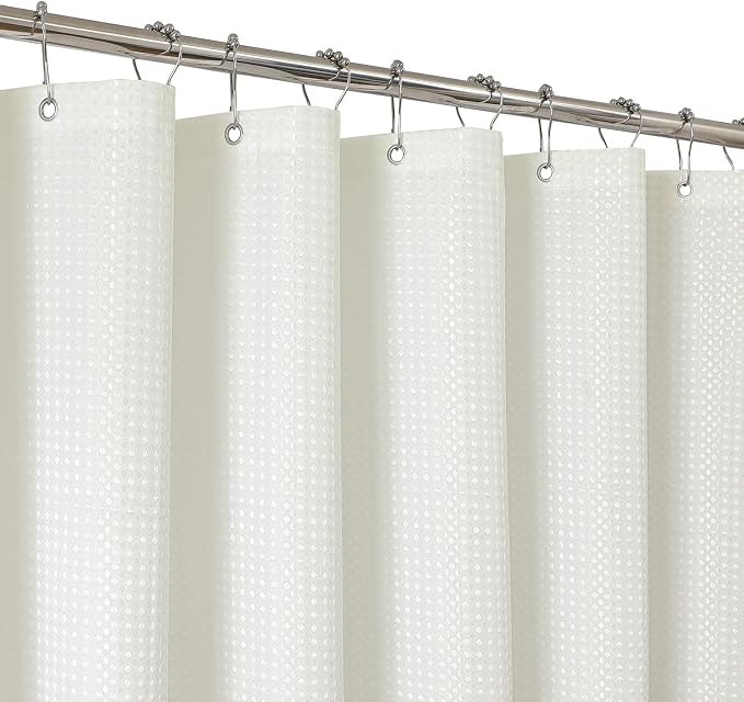 2-in-1 Waterproof Fabric Shower Curtain - No Separate Liner Needed, Hotel-Style Waffle Weave, Effortless Cleaning & Washable Bathroom Shower Curtain Set,72Wx72H,Cream
