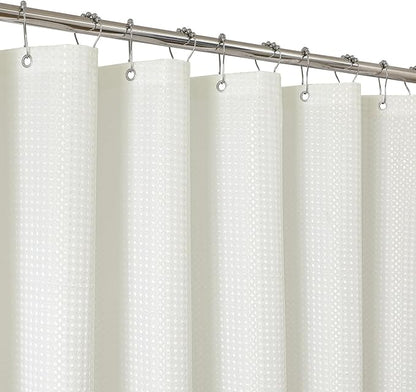 2-in-1 Waterproof Fabric Shower Curtain - No Separate Liner Needed, Hotel-Style Waffle Weave, Effortless Cleaning & Washable Bathroom Shower Curtain Set,72Wx72H,Cream