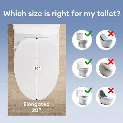 Electric Bidet Toilet Seat Adjustable Warm Water & Dryer Slow Close Heated Toilet Seat Smart Self Dual Cleaning Elongated Night Light D500