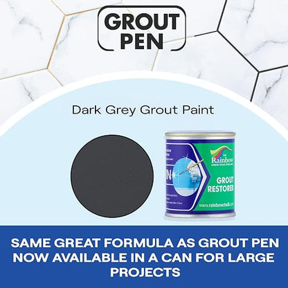 Grout Pen Grout Paint for Tile, Floor & Shower - Dark Grey - 125ml (4.2oz) | Waterproof Paint Grout Refresh Restorer for Kitchen & Bathroom Tiles - Can Size for Larger Projects