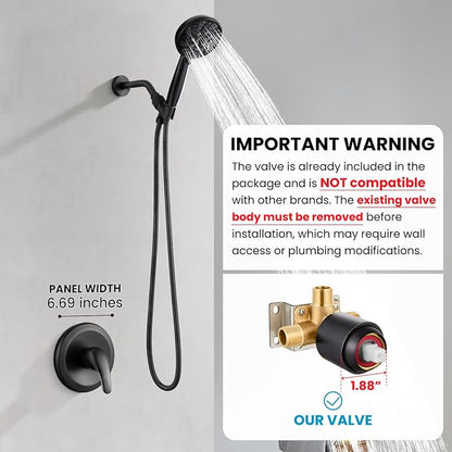 gotonovo Shower Faucet Set with Valve Kit 6 Mode Handheld Oil Rubbed Bronze | Bathroom Shower Head and Handle Set,6 Modes ABS Handheld Spray,Pressure Balance Valve and Trim Kit Complete,Single-Handle